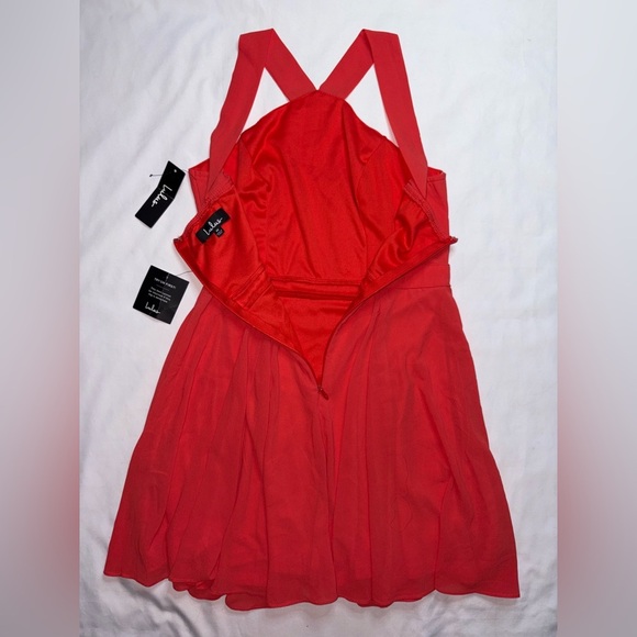 Lulus NWT Size M Red Orange The Way You Look Tonight Skater Mini Dress - Picture 10 of 11